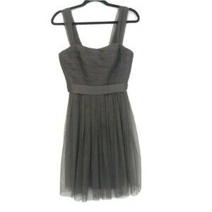 White Vera Wang Size 6 Gray Short Bobbin Net Dress Bridesmaid Flare Tulle